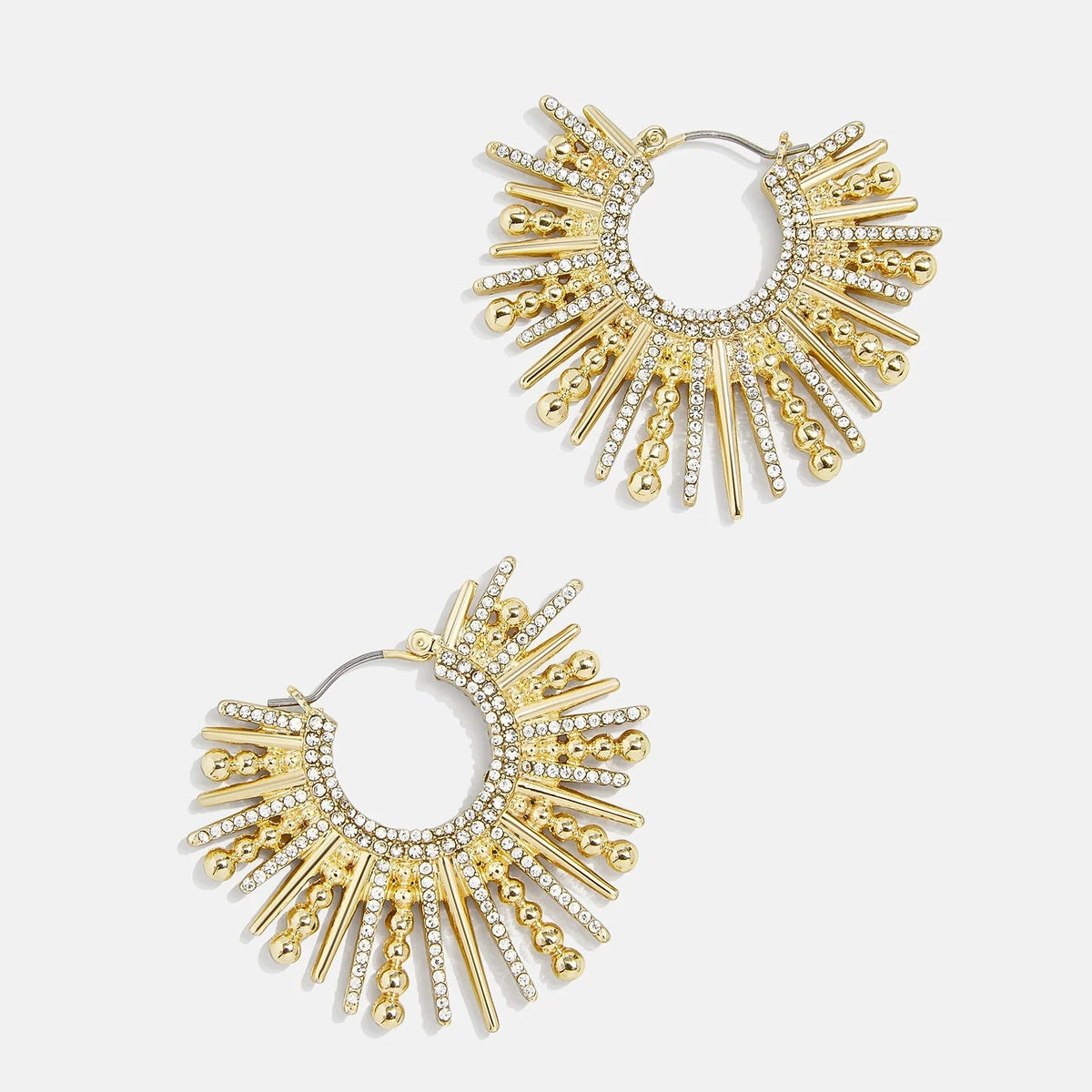 Lavisa - Sunburst Statement Hoops - Gold Pavé Textured Earrings - Clasp & Finish View