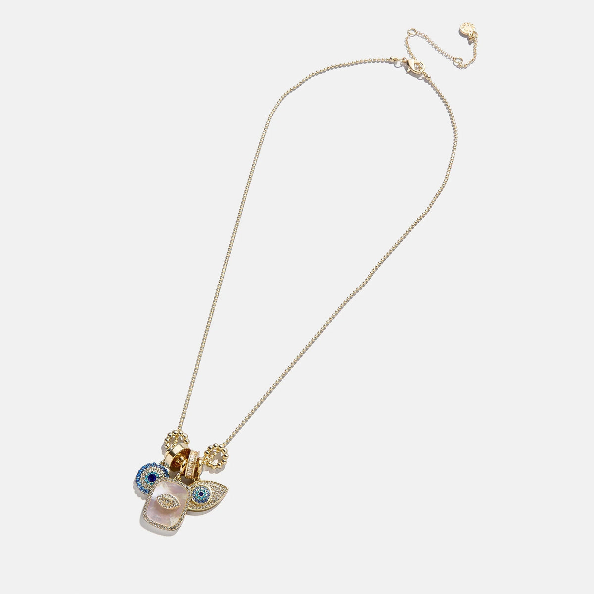 Lavisa - Turquoise Evil Eye Charm Ball Chain Necklace - Side Profile View