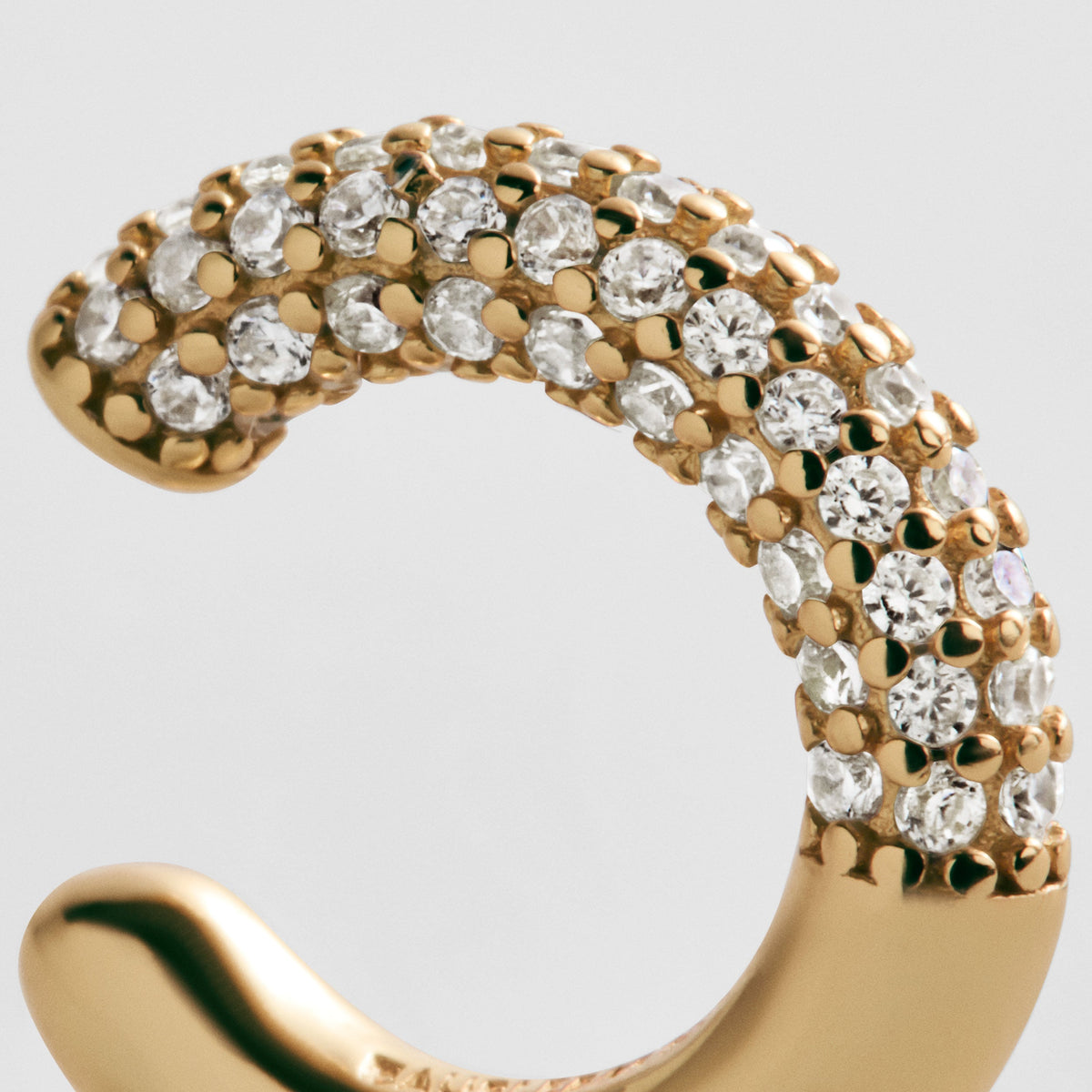 Lavisa - 18K Gold Pavé Ear Cuff - On-Model & Scale View