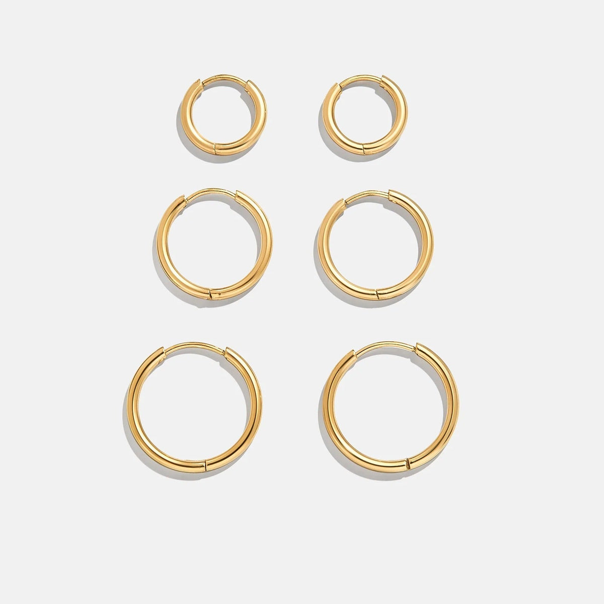 Lavisa - Verbena Waterproof Gold Huggie Earring Set - On-Model & Scale View