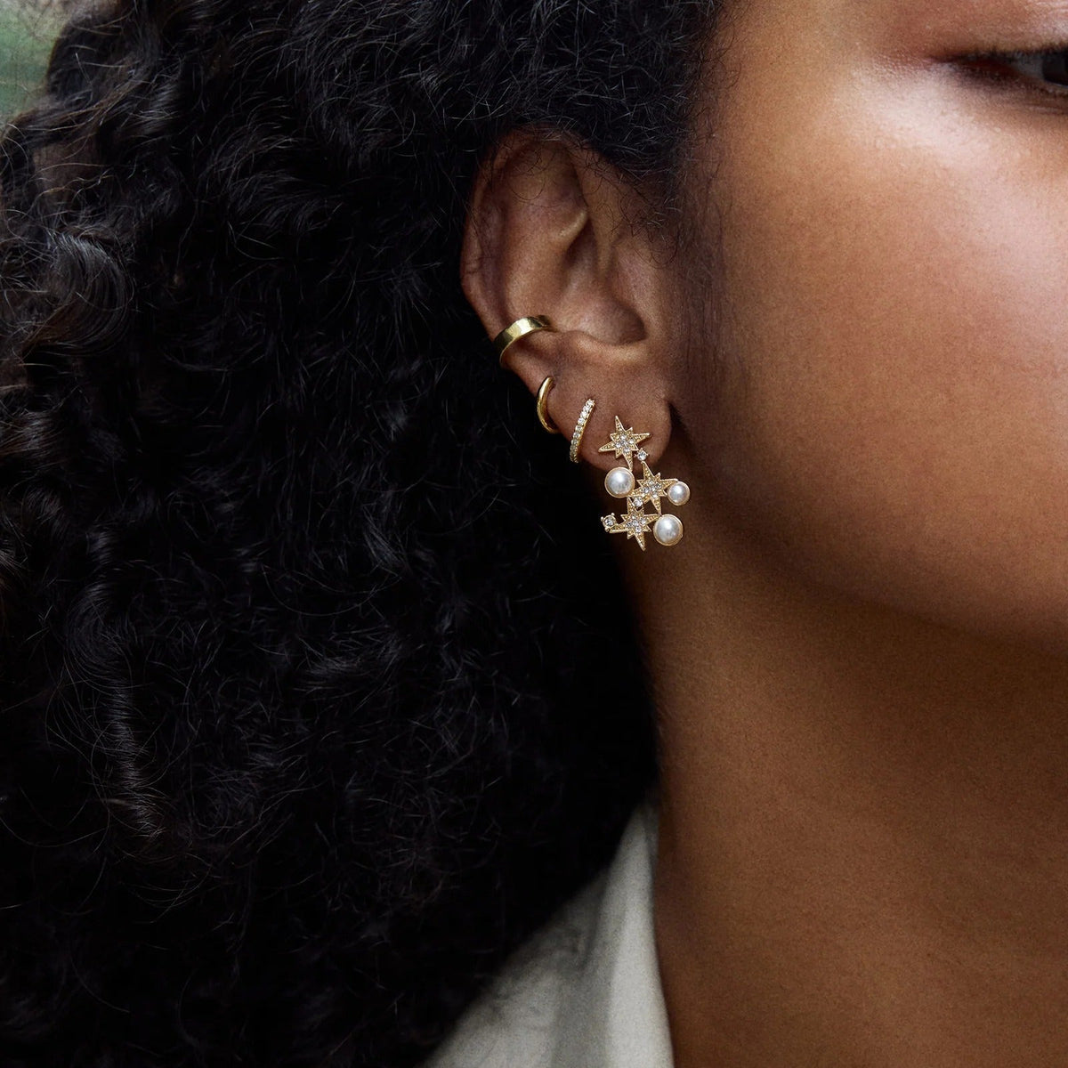 Lavisa - Celestial Star Crystal Earrings - Detail & Styling View