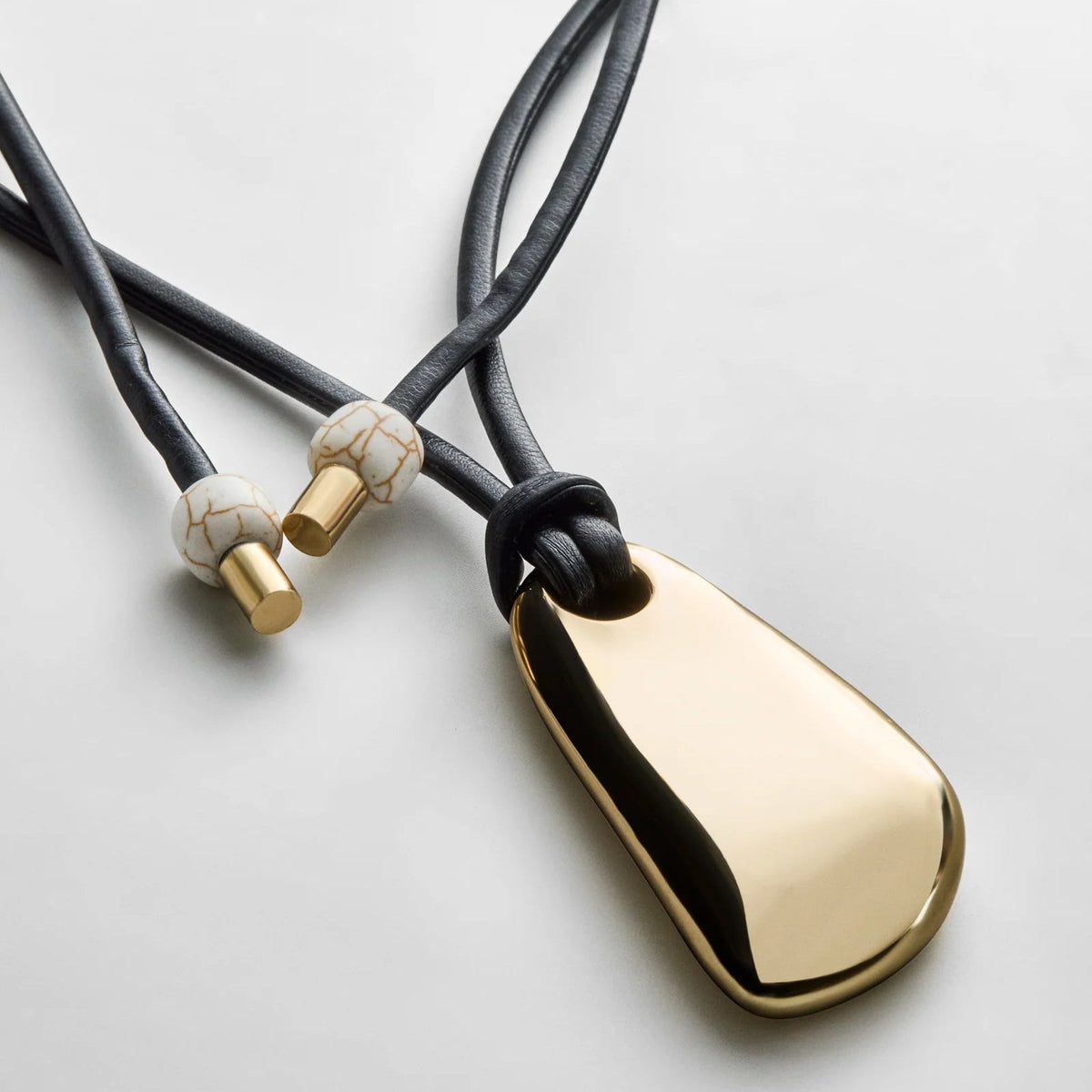 Lavisa - Sculptural Gold Pendant Cord Necklace - Clasp & Finish View