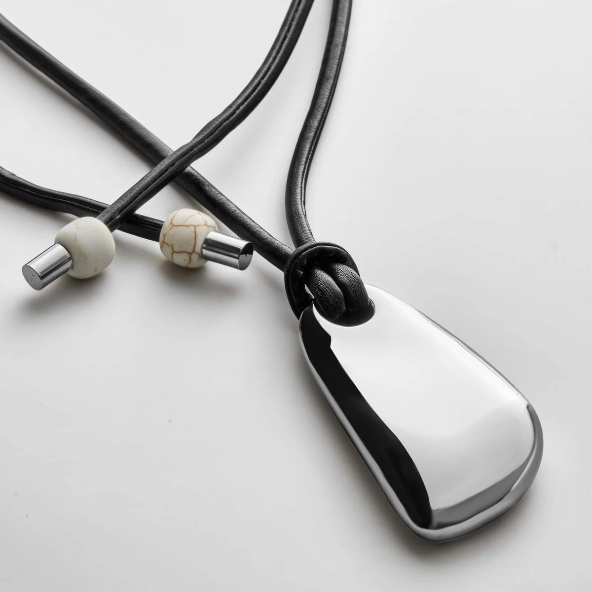 Lavisa - Sculptural Silver Pendant Cord Necklace - Clasp & Finish View