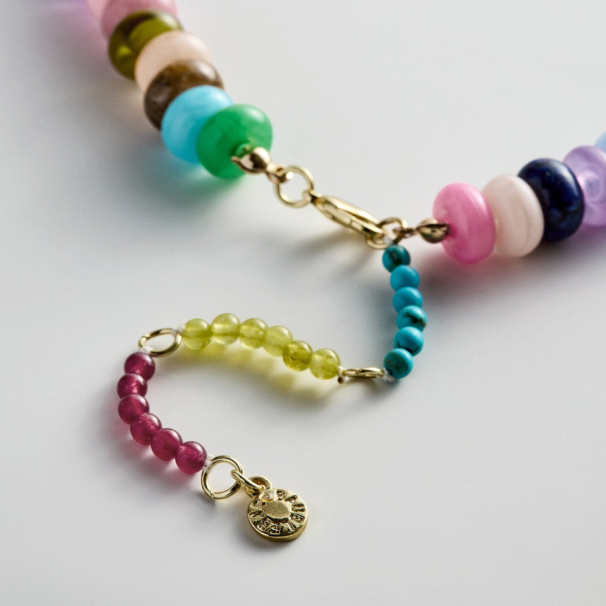 Lavisa - Multicolored Semi-Precious Stone Beaded Necklace - Side Profile View