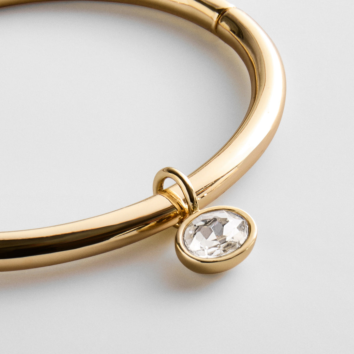 Lavisa - Gold Hinge Bangle Bracelet with Crystal Drop - On-Model & Scale View