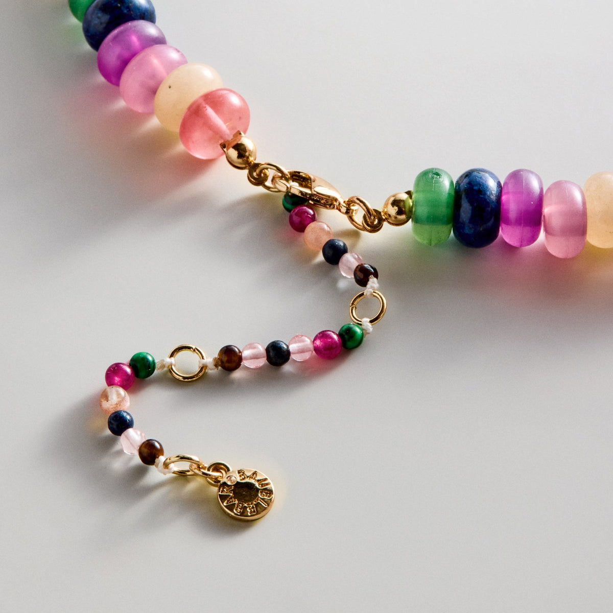 Lavisa - Multi Stone Beaded Layering Necklace - Side Profile View