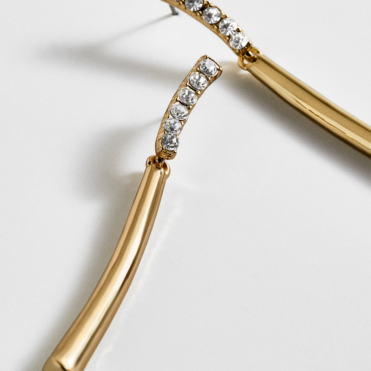 Lavisa - Gold Bar Drop Earrings with Pavé Detail - On-Model & Scale View