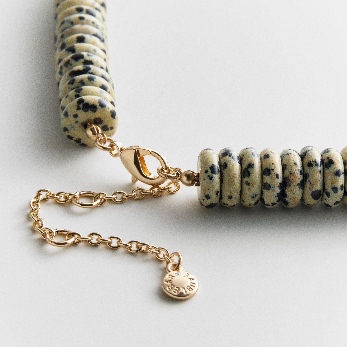 Lavisa - Bold Dalmatian Jasper Beaded Necklace - Side Profile View