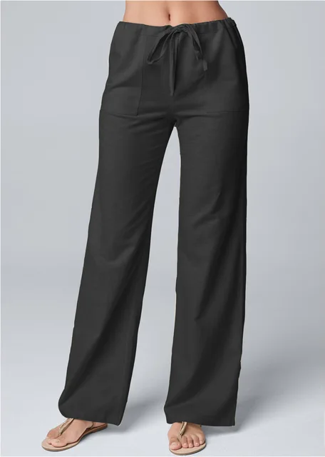 Lavisa - Women's Ankle Length Trousers Drawstring Waist Relaxed Casual Pants
