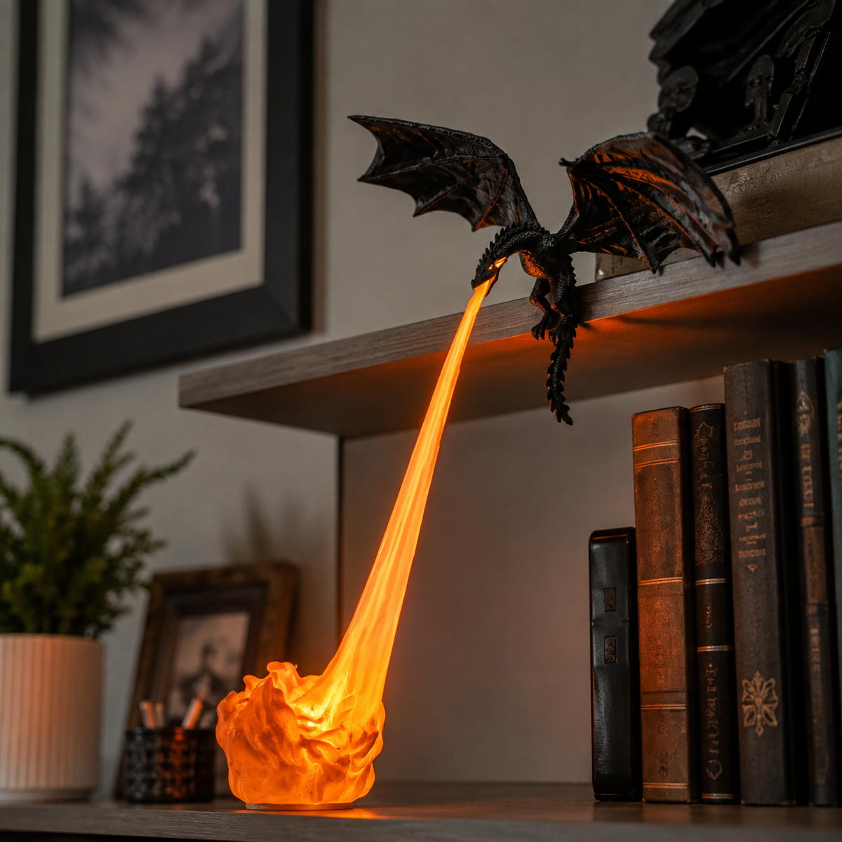 Lavisa - LED Flame Breathing Dragon Bookshelf Guardian