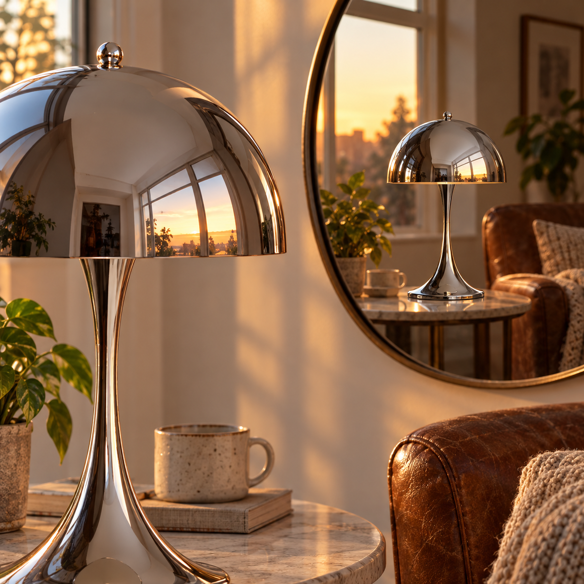 Lavisa - Polished Chrome Mushroom Table Lamp