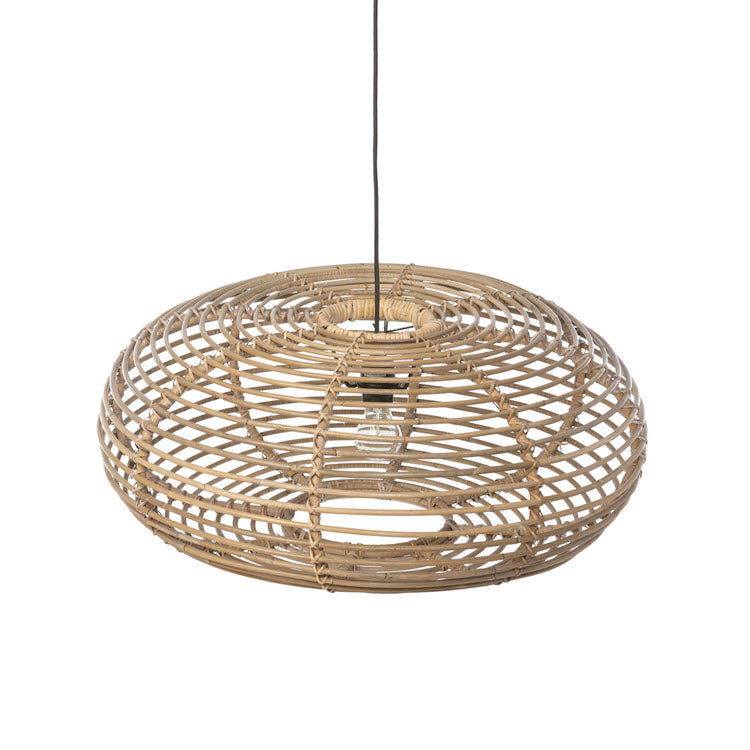Lavisa Natural Rattan Pendant Light with woven organic texture. (View 5)