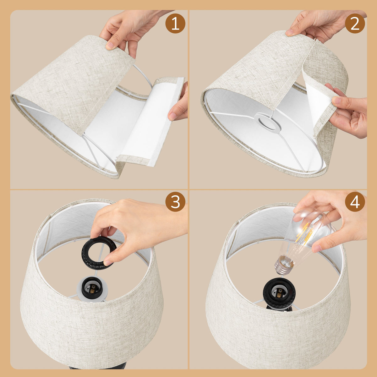 Lavisa - Retro Linen Table Lamp with Pull Chain Switch