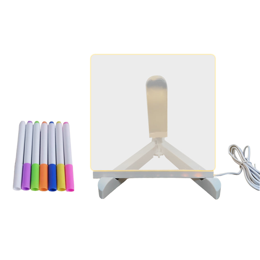 Lavisa LED acrylic message board table lamp with a glowing customizable text surface - 7.9''x7.9''