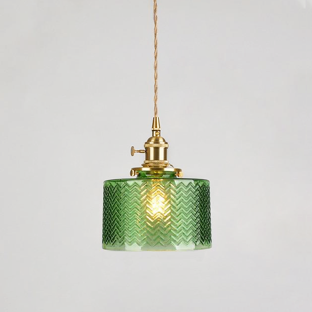 Lavisa Japanese style hanging light with textured glass shade (View 12)