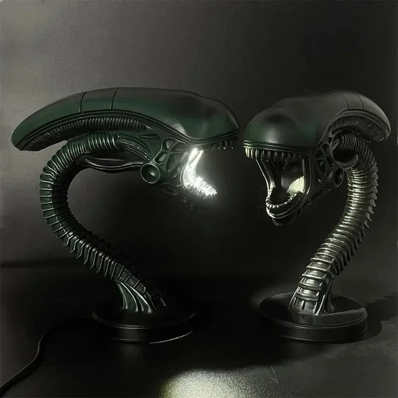 Lavisa quirky alien astronaut resin night light glowing on a bedside table (View 5)