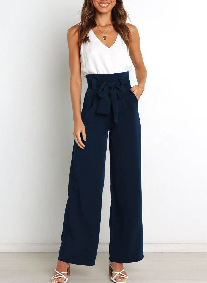 Lavisa - Women's High Waist Wide Leg Tailored Trousers - Flowy Dress Pants
