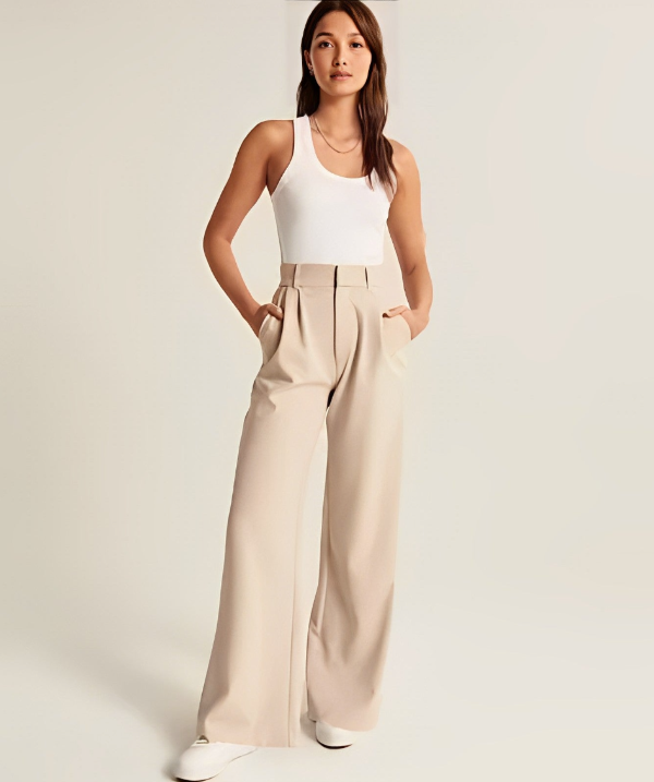 Lavisa - Women's Flowy Wide Leg Dress Pants - High Waist Tailored Trousers
