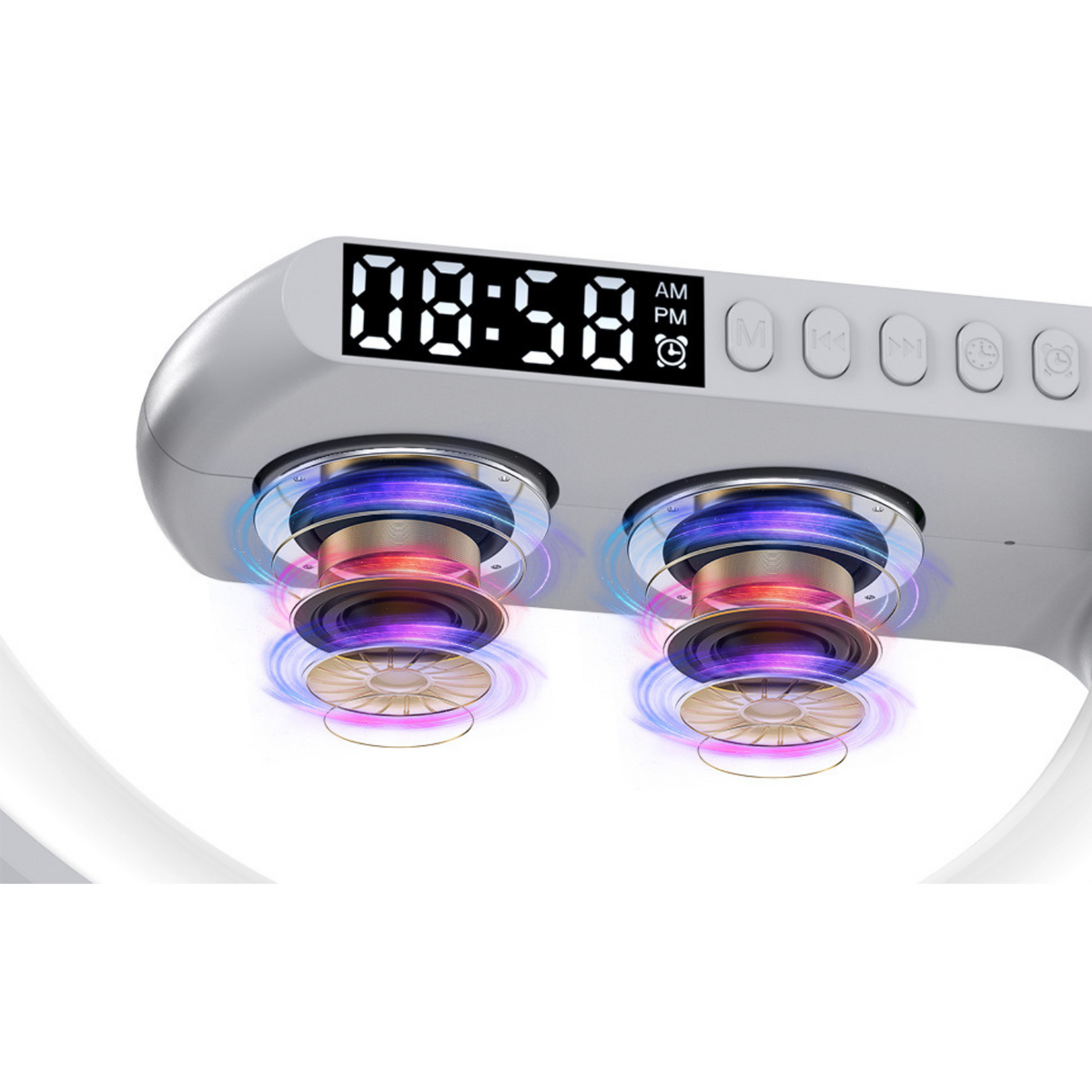 Lavisa smart RGB ambient sound machine and wireless charger lamp on a nightstand (View 12)