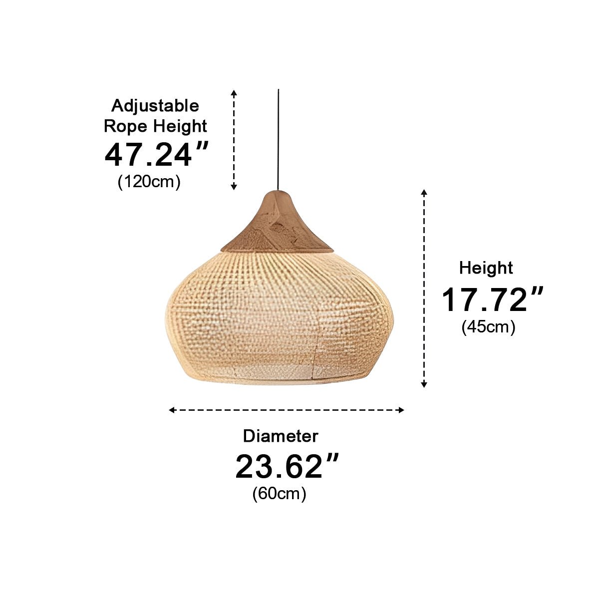 Lavisa - Bowl-Shaped Handmade Rattan Pendant Light Boho Woven Hanging Lamp