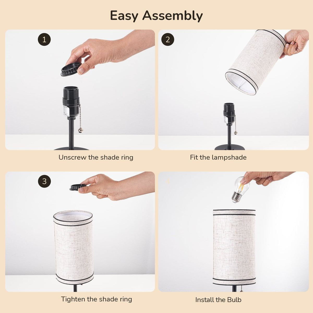 Lavisa - Small Bedside Table Lamps with USB Charging Ports