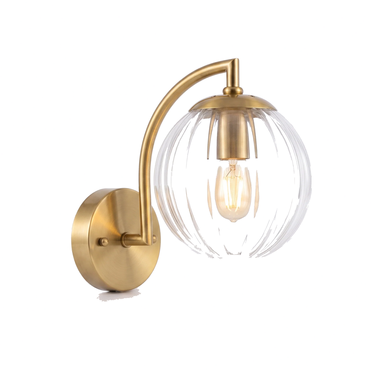 Lavisa - Curved Arm Ribbed Glass Ball Sconce