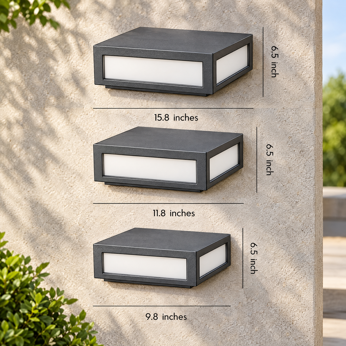 Lavisa - Black Square Pillar Light Solar Or Hardwired LED