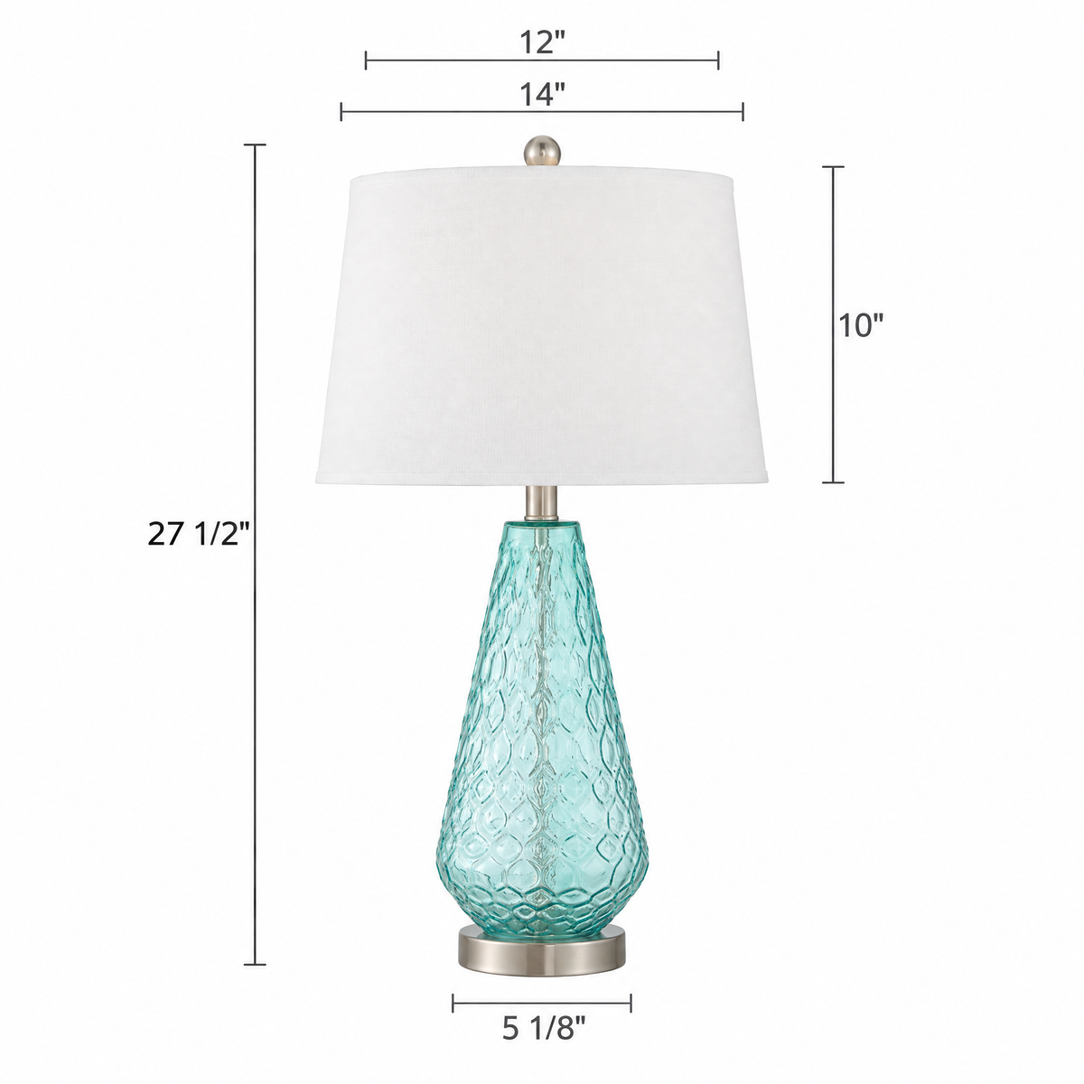 Lavisa - Coastal Blue Glass Table Lamps Set of Two with Linen Shades