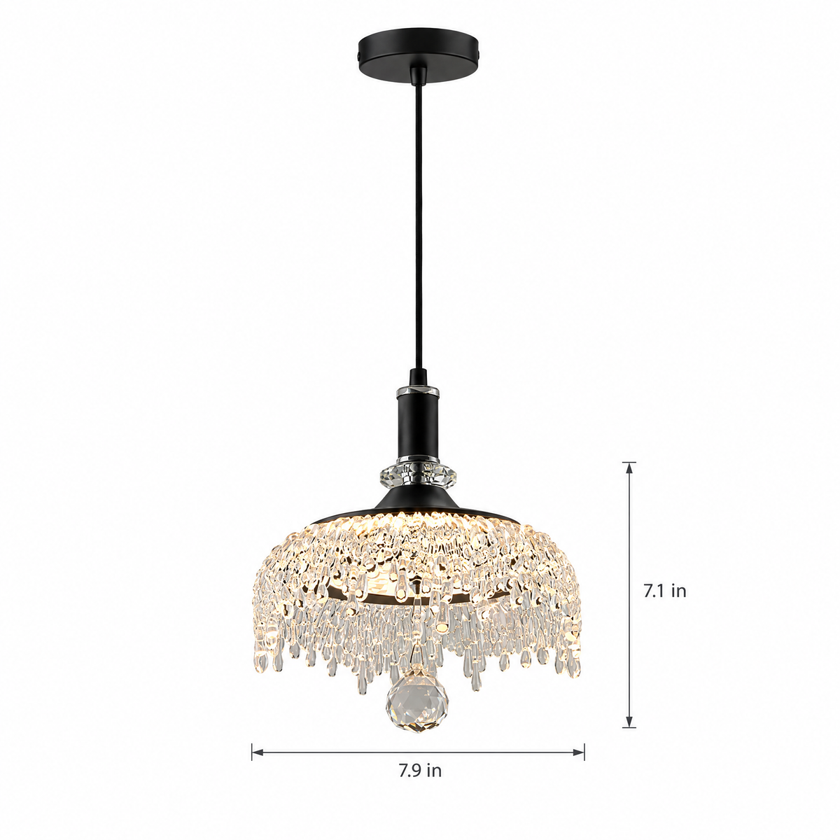 Lavisa - French Style Acrylic Bowl Pendant Light in Black