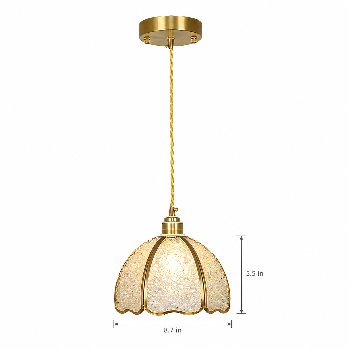 Lavisa - Small Crystal Dome Pendant Light Dimmable Copper Fixture