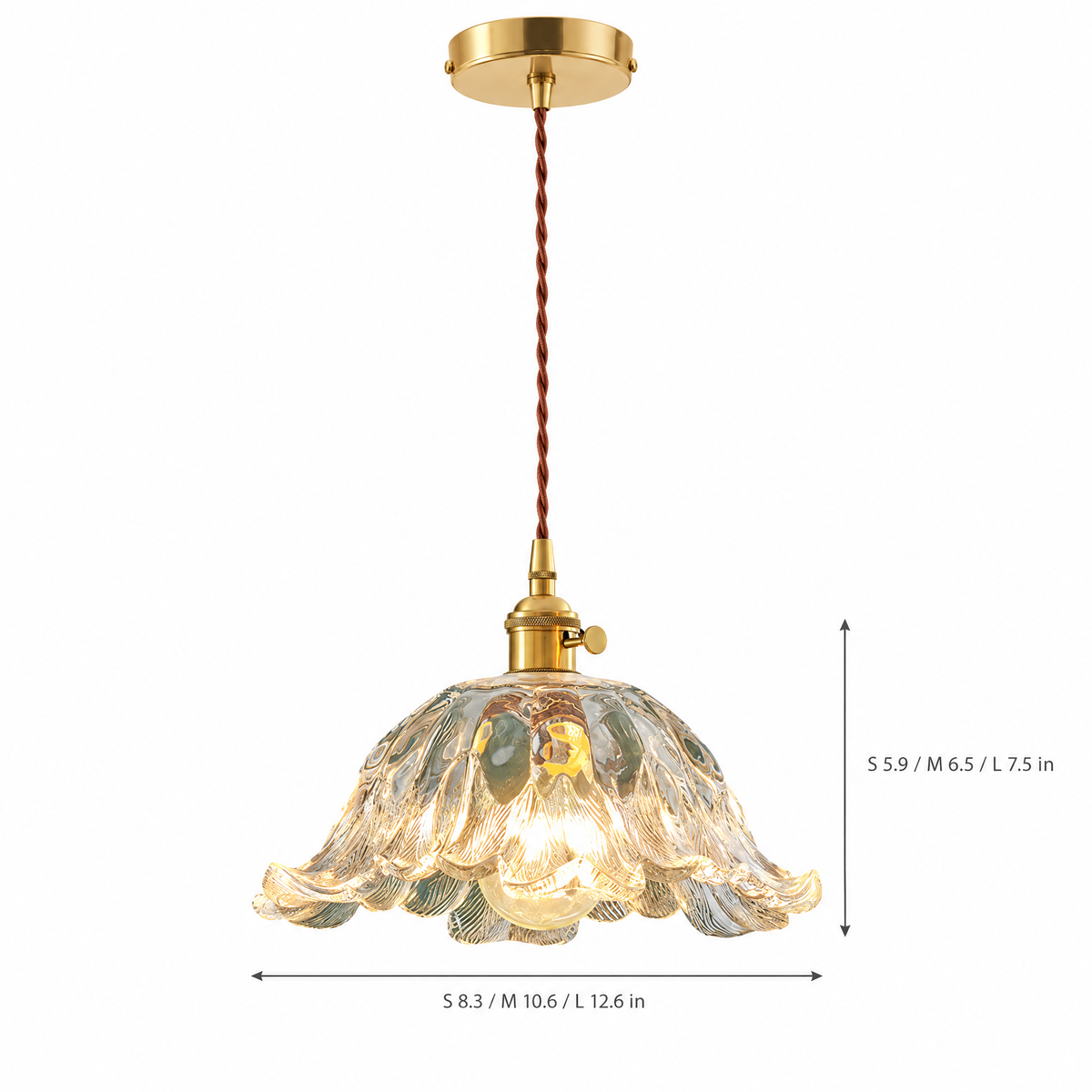 Lavisa - Japanese Floral Glass Pendant Light Brass Ceiling Fixture