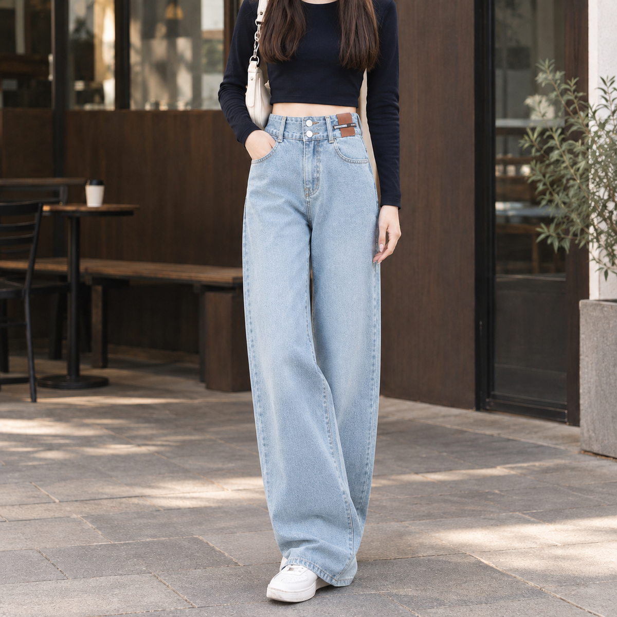 Lavisa - Women's High-Rise Wide Leg Jeans - Cotton Denim Blend