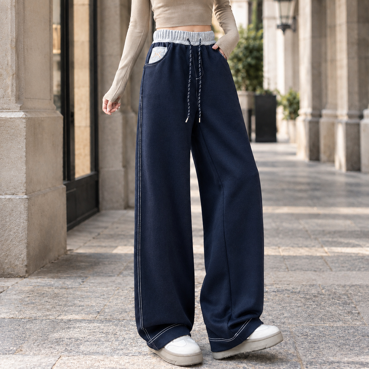 Lavisa - Hazel-Jade Women's Wide Leg Pants with Drawstring Waist