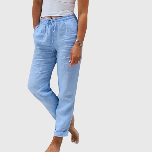 Lavisa - Elegant High Waisted Trousers with Elastic Waist