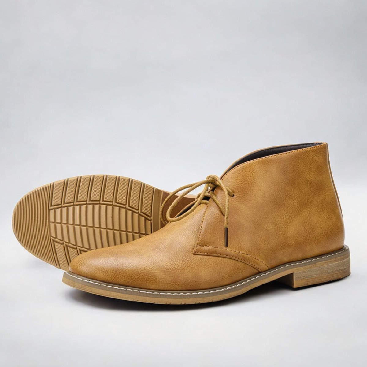 Men's Lace-Up Chukka Boots Ankle Faux Leather - Detail & Stitching | Lavisa