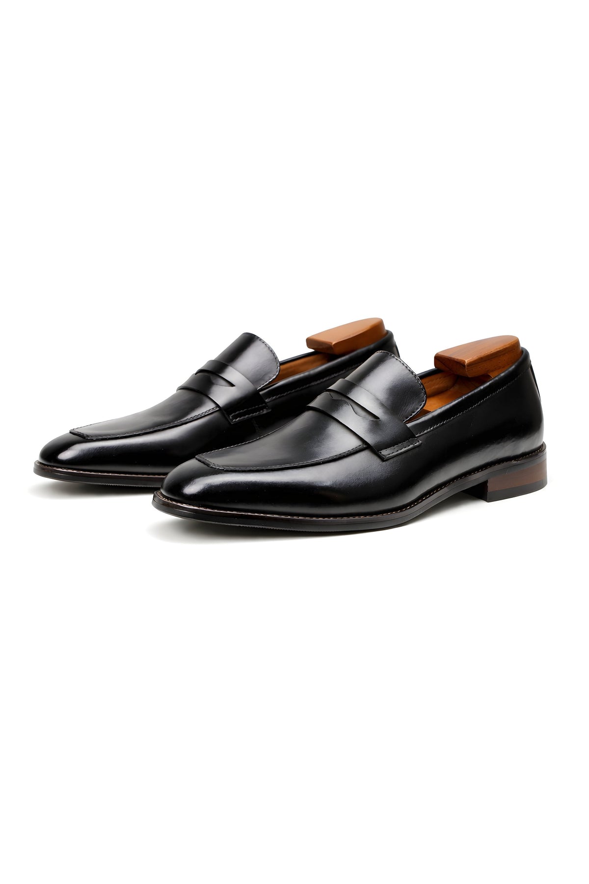 Men's Tan Leather-Look Slip-On Penny Loafers - Variant Style 9 | Lavisa