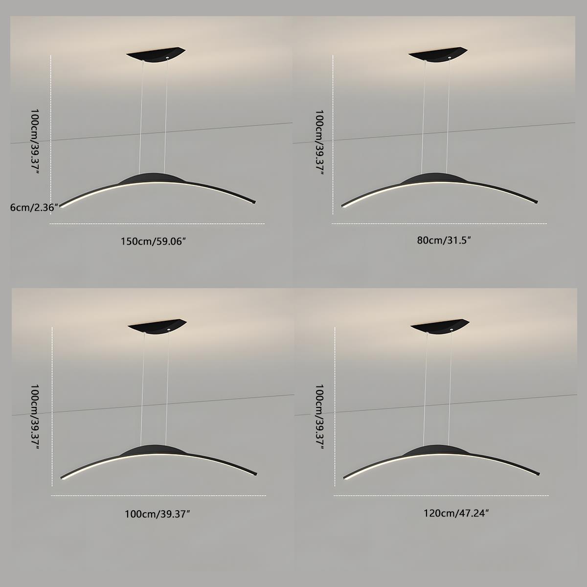 Lavisa - Modern Minimalist Arc Arch LED Strip Pendant Light