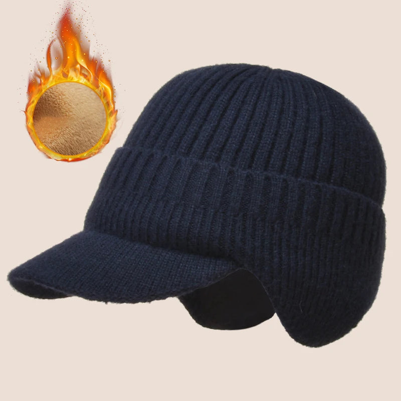 Lavisa - Men’s Knit Winter Hat with Ear Covers and Brim