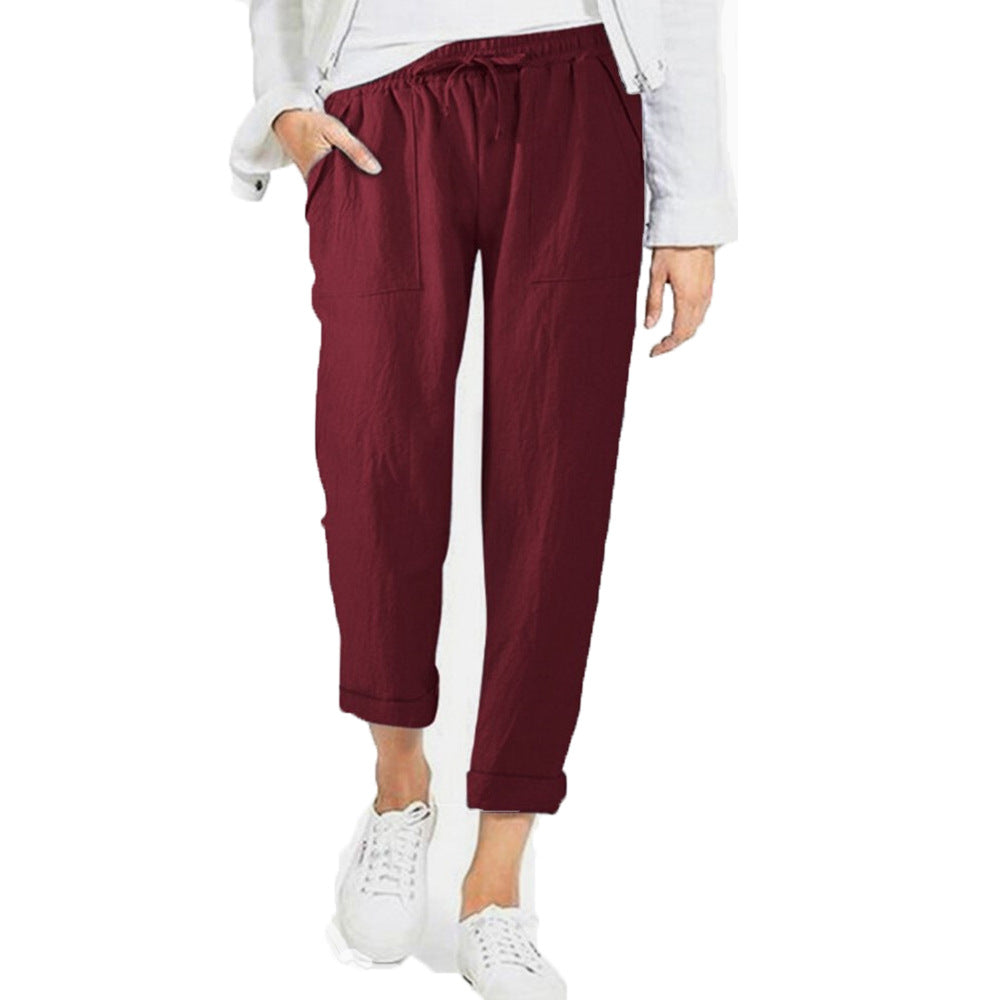 Lavisa - Women's Lightweight Pull-On Trousers Elastic Waist Straight Leg Pants