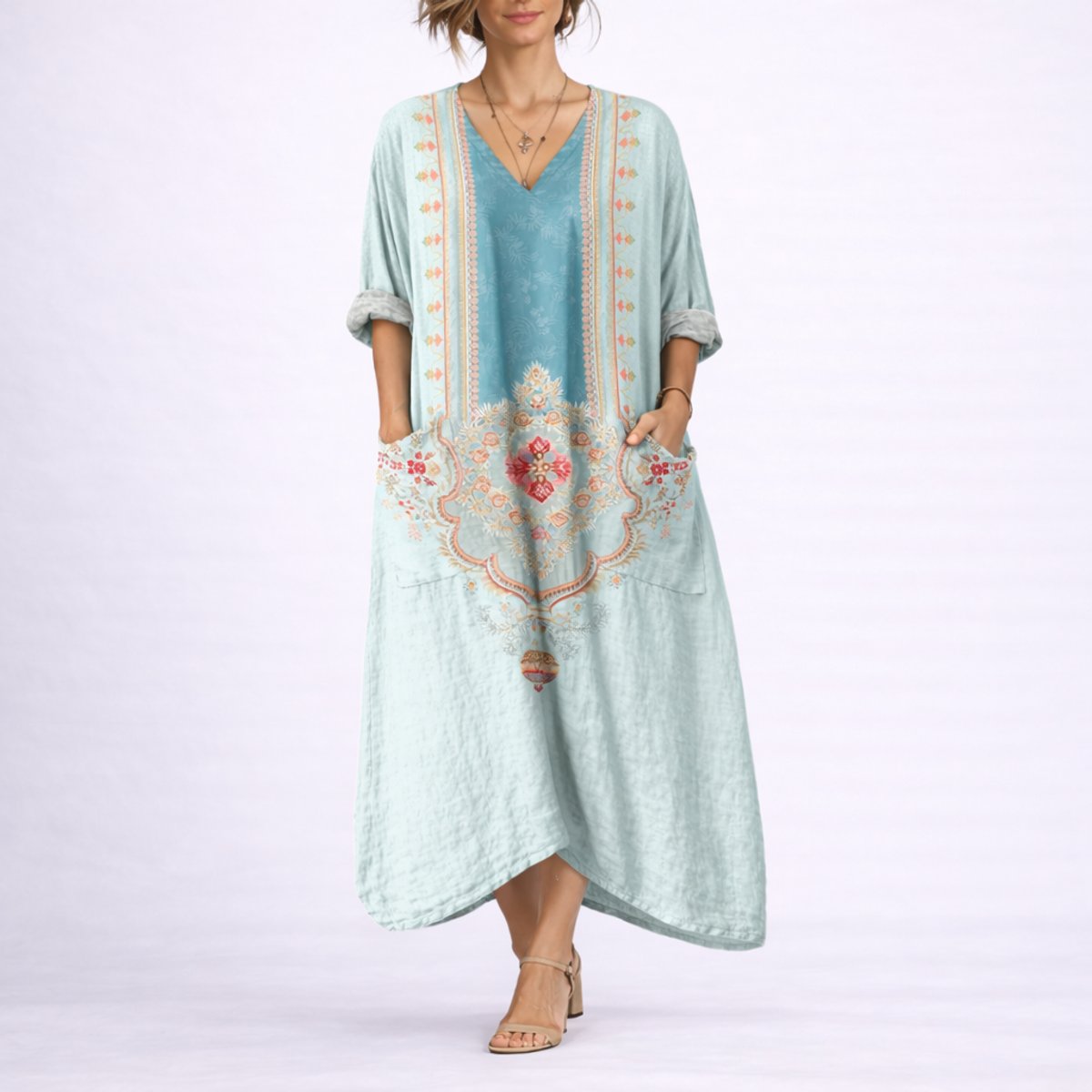 Lavisa - Women's Bohemian Maxi Fall Wedding Guest Dress Flowy Kaftan
