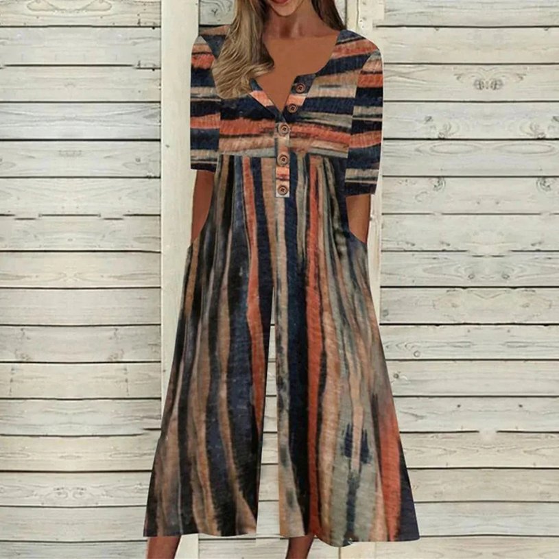 Women's Cotton Button-Front Short-Sleeve Culotte Jumpsuit - Sole & Material View | Lavisa