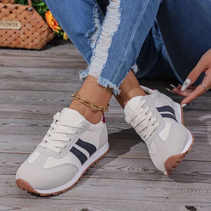 Women's Cushioned Lace-Up Colour-Block Everyday Trainers - Back View | Lavisa