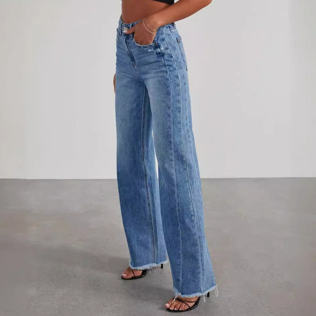 Lavisa - High-Waisted Wide-Leg Denim Jeans for Women