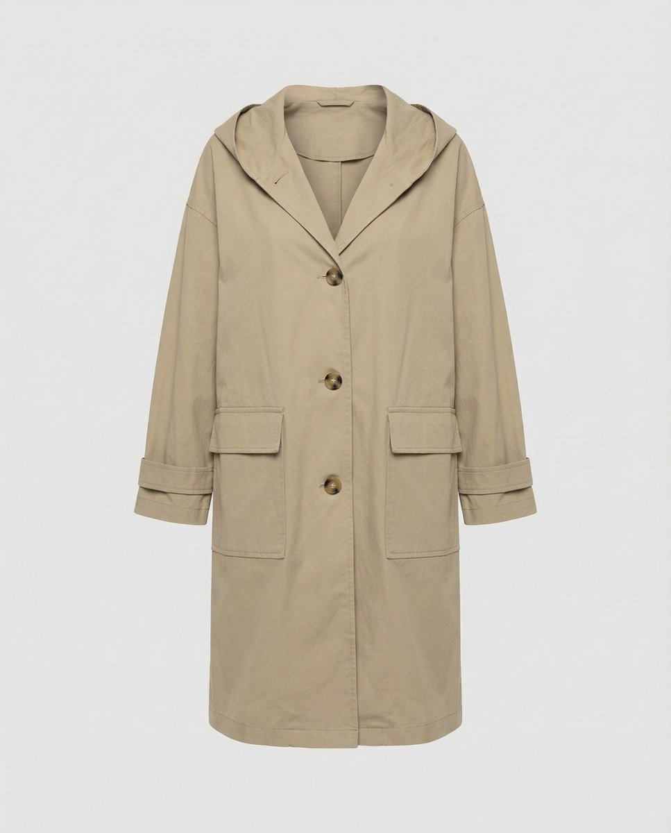 Women's Long Waterproof Windproof Hooded Trench Coat - Variant Angle | Lavisa
