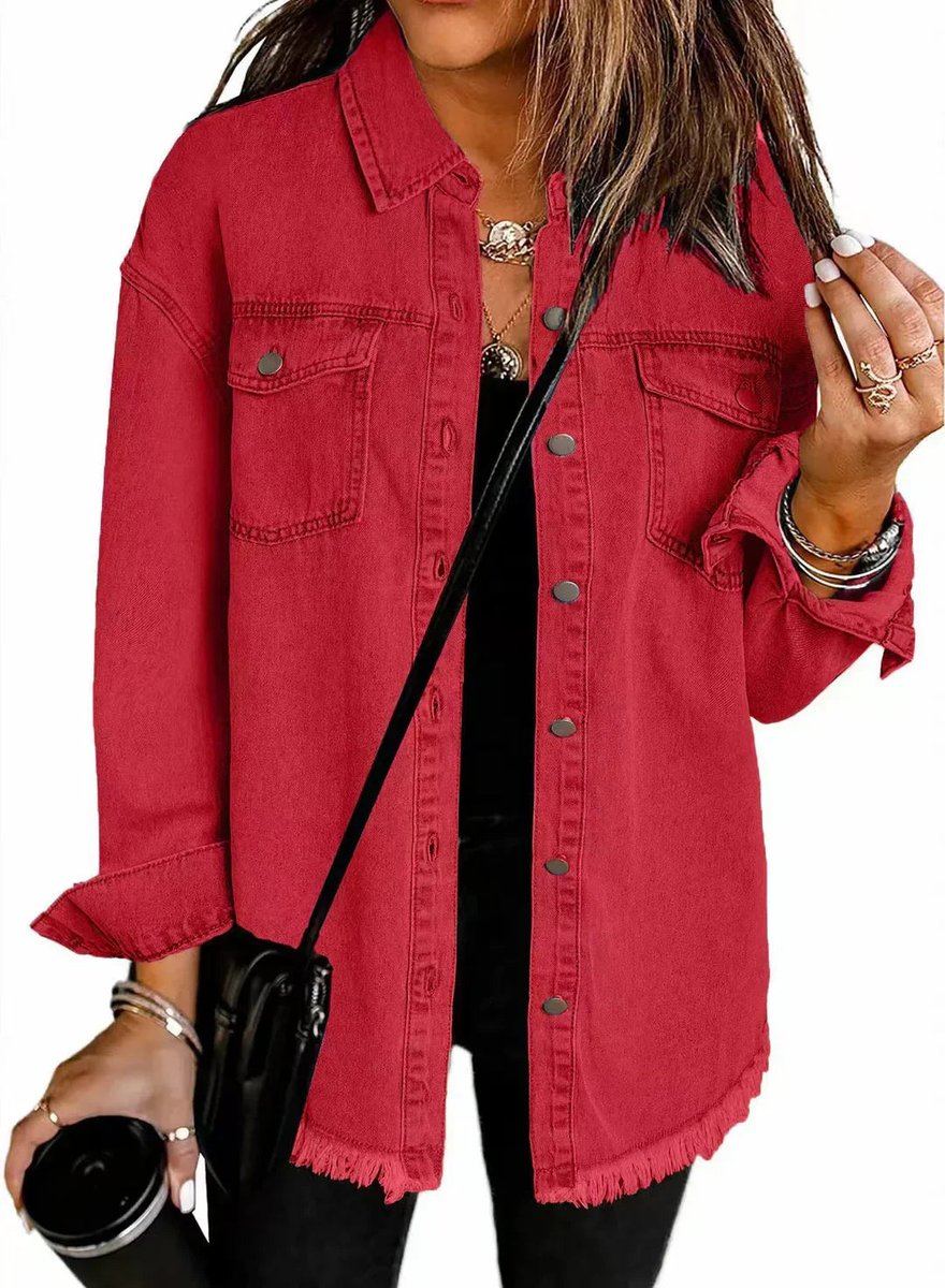 Womens Oversized Longline Denim Jacket - Variant Style 8 | Lavisa