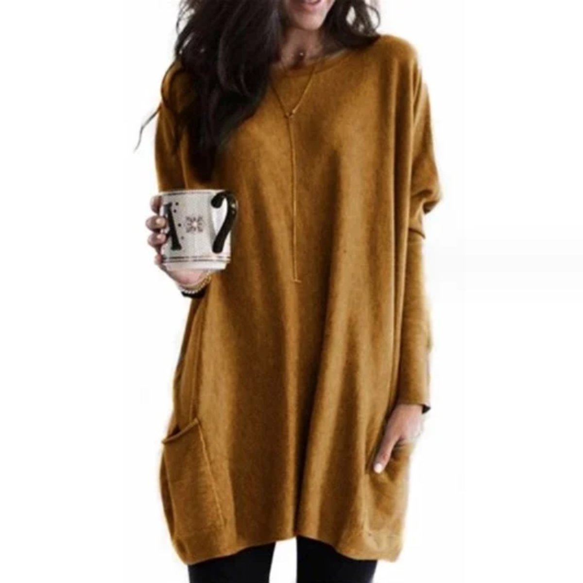 Women's Oversized Long-Sleeve Pocket Tunic Jumper Plus Size - Variant Style 15 | Lavisa