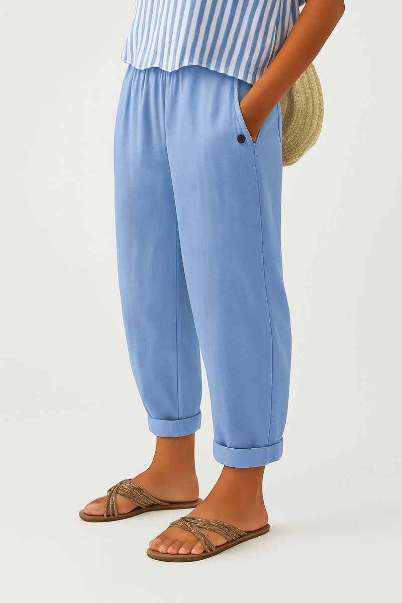 Lavisa - Womens Relaxed Fit Cuffed Linen Pants