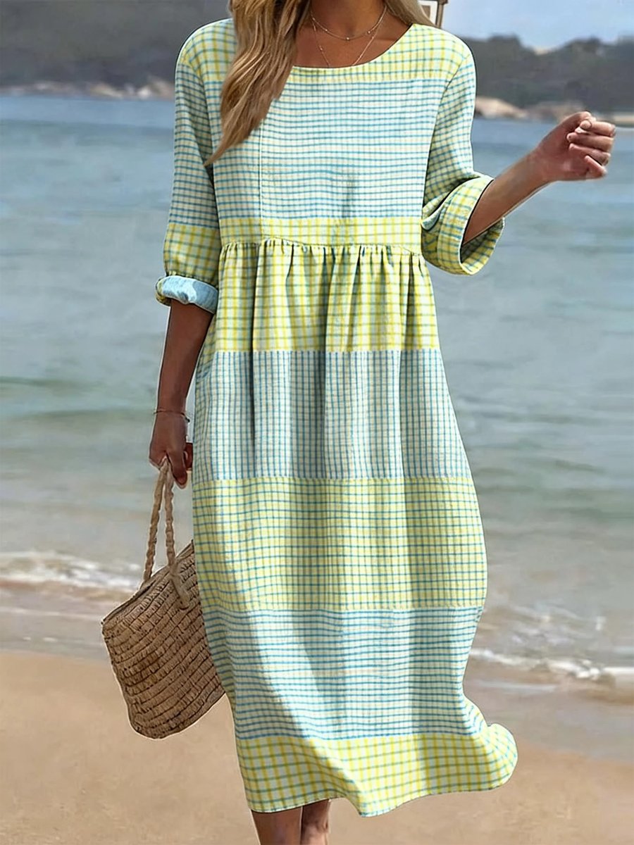 Relaxed Fit Half Sleeve Printed Midi Dress | Lavisa