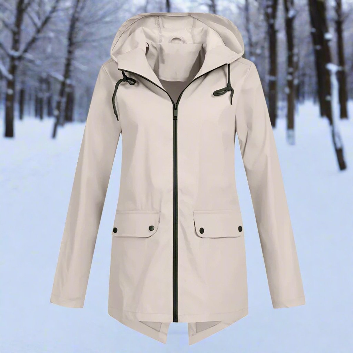 Women's Waterproof Hooded Rain Jacket Zip-Up Adjustable Cuffs Pockets - Variant Style 18 | Lavisa