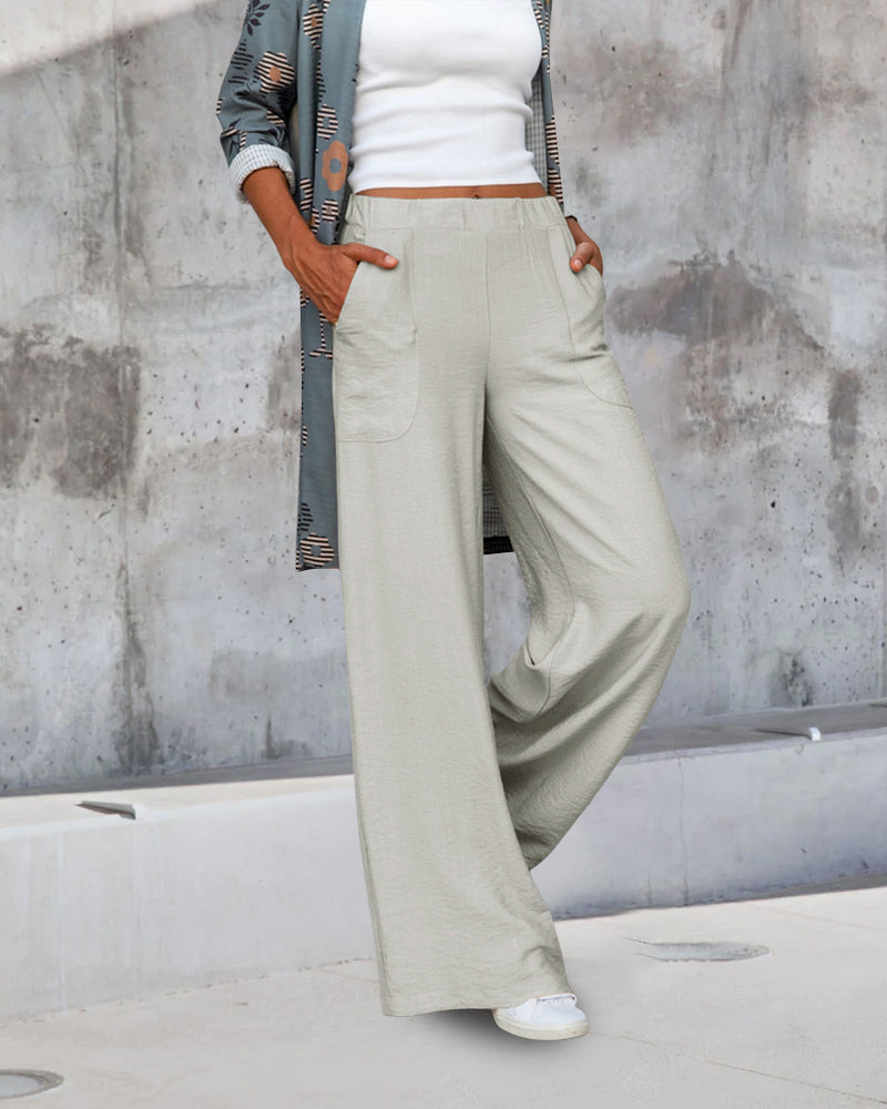 Lavisa - Women's High Waist Slim Fit Trousers Fitted Solid Dress Pants